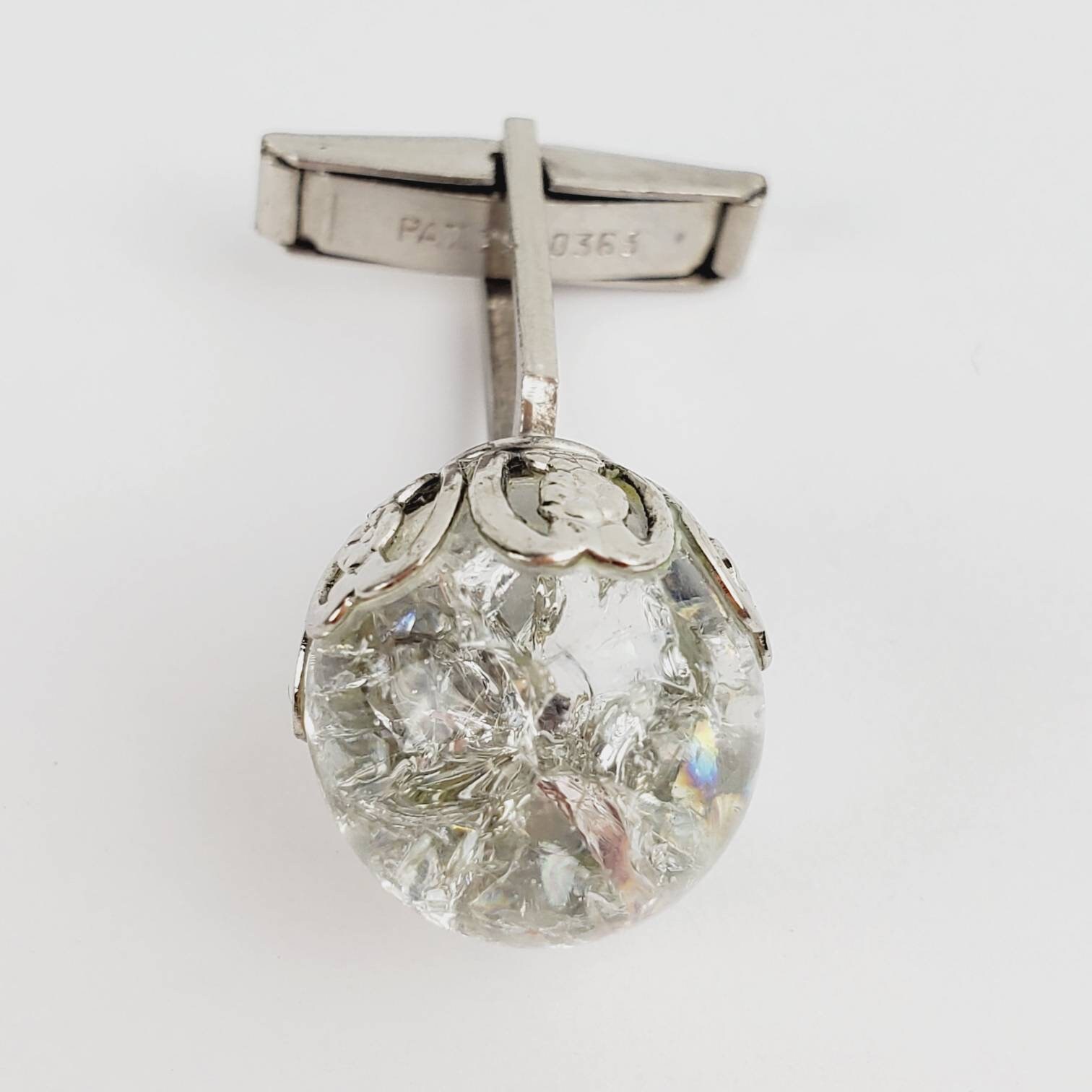 ビジュー　ボールピン Vintage 1950s Pat. 2920363 Silvertone Crystal Ball Cracked
