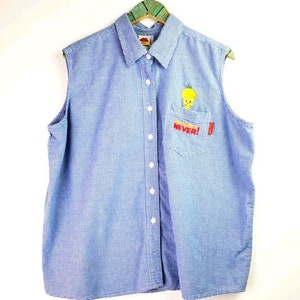Vintage 90&#39;s Tweety Bird &quot;How About Never&quot; Gingham Top
