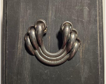 Vtg 50s Ballou Triple Snake Chain Talons Sweater Guard Silvertone Cardigan Clip