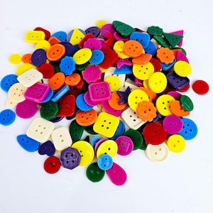 Vintage Heavy Plastic 2 - 4 Hole Bright Color Buttons, Lot of 180