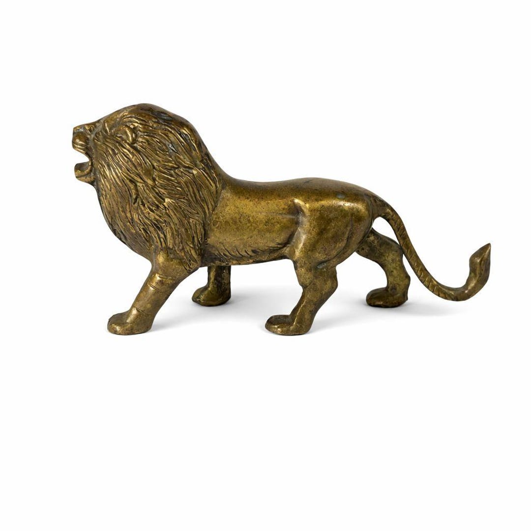 Vintage Solid Brass Lion MCM Figurine Decorative Sculpture 7" Long - Etsy