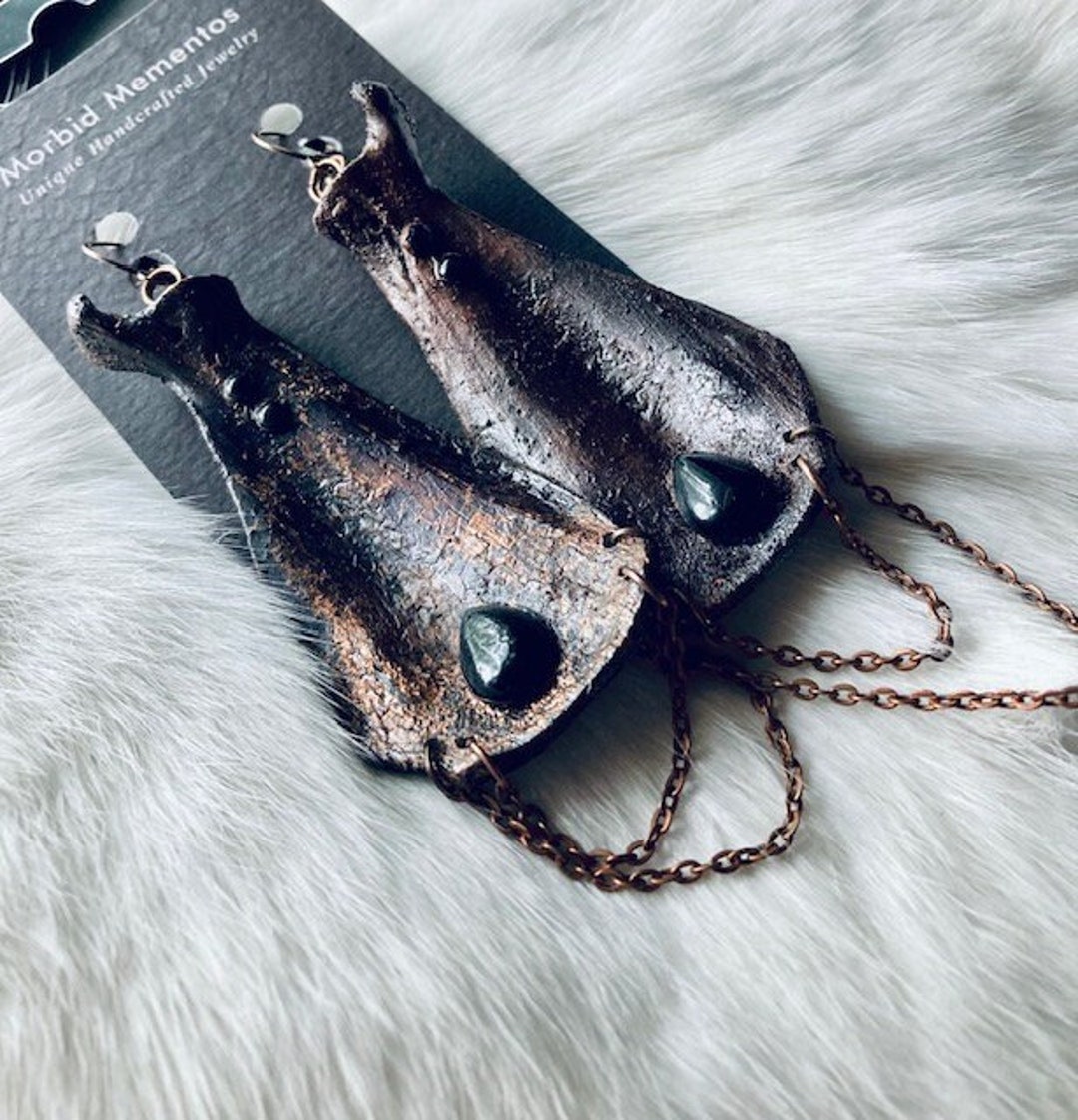 Real Beaver Scapula Bone Earrings Copper Electroformed Etsy