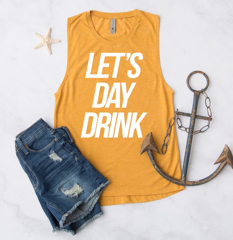 Let/'s Day Drink Tank Top Funny Cute Workout Fitness Running Run Gym Crossfit Mimosas Brunch Champagne Tee Tshirt T-shirt Womens