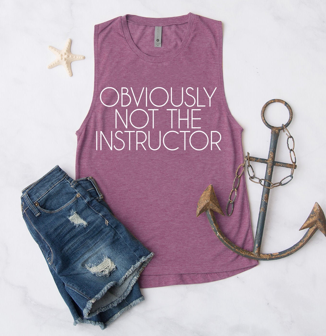 Obviously Not The Instructor Tank Top Funny Cute Workout Fitness Runn…