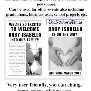 Newspaper Pregnancy Announcement Printed Physical Item Custom Coming Soon Expecting Baby Times image 4