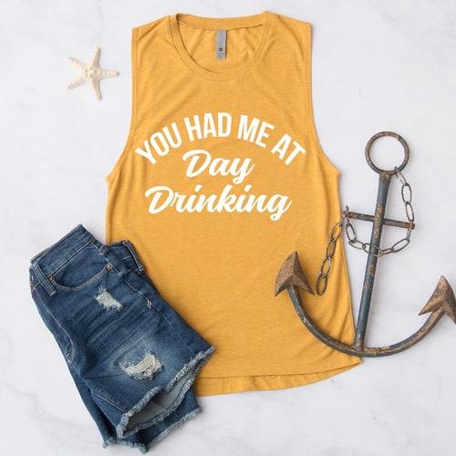 Women's "You Had Me At Day Drinking" Tank Top - Funny Drinking Shirt, Cotton Blend - View #11