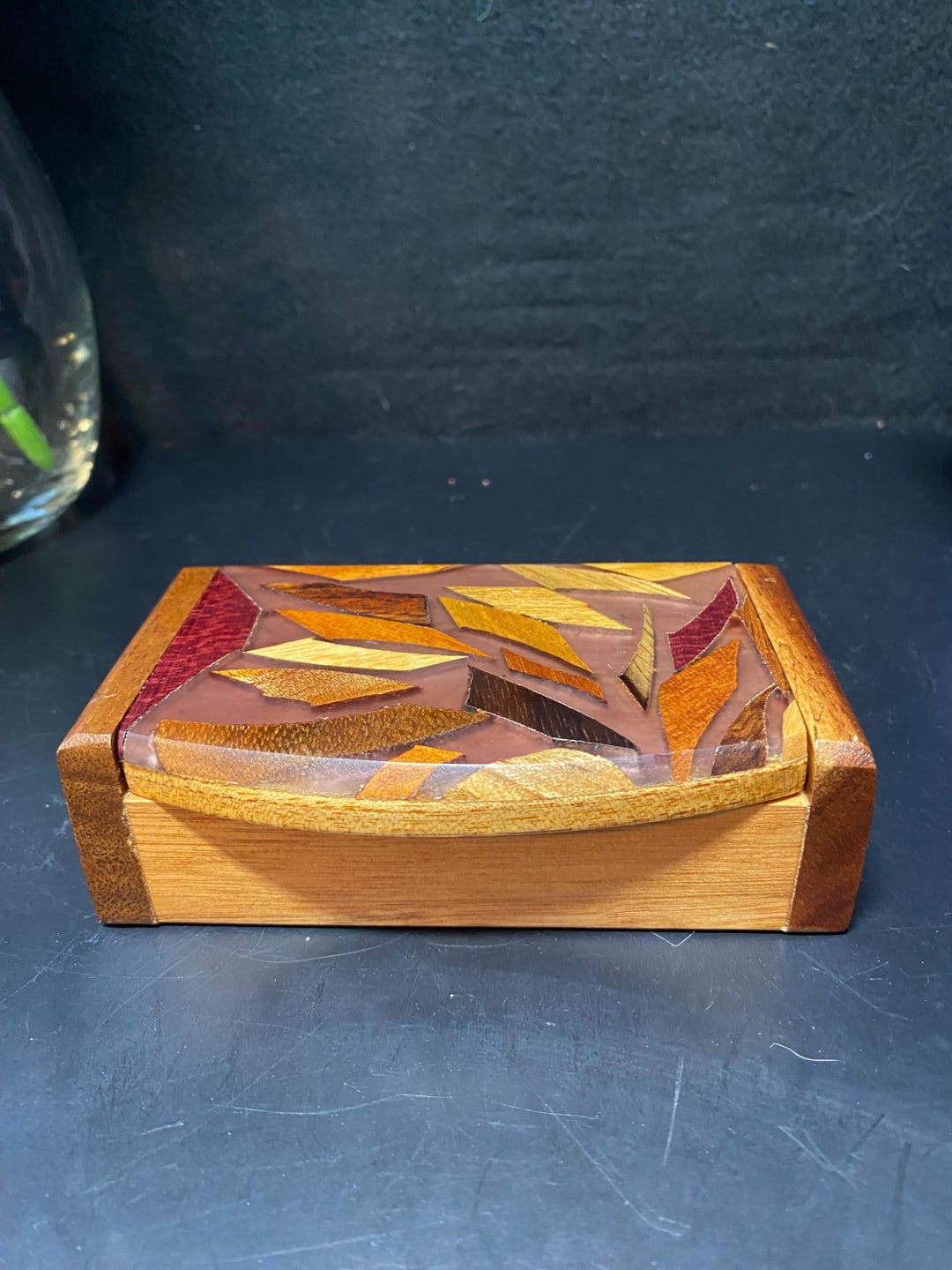 Small Wood Inlay Marquetry Lidded Box - Etsy