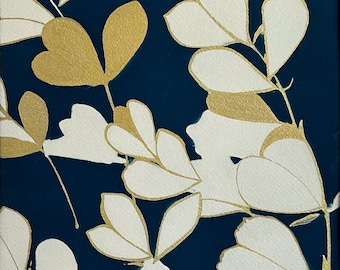 Originele botanische cyanotypie, blauwe en witte kunst, originele zonafdruk, natte cyanotypie