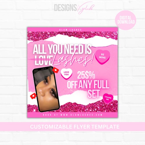 LASH FLYER Valentines Day Flyer Social Media Flyer Book Etsy