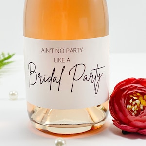 Bridesmaids Proposal Mini Champagne Bottle Labels, Will You Be My Bridesmaid, Bachelorette Party Favor, Ain't No Party Like a Bridal Party