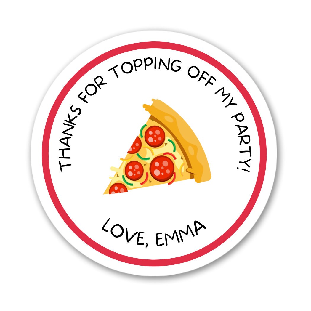 Pizza Thank You Sticker Labels Set of 30 Kids Children Birthday Party Favors Packaging Supplies 