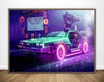A3 Back to the Future Delorean Large Poster A4 sizes A2 A1