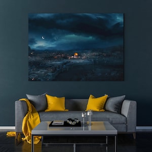 Masjid Al Aqsa Decorative Oil Painting Reproduction Canvas Print Decor, Muslim Modern Art, Islamic Modern Wall Art, Modern Islamic Toiles GS