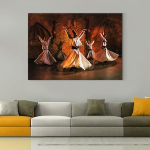 Whirling Dervishes Oil Painting Reproduction Canvas Print Decor, Muslim Modern Art, Islamic Wall Art, Islamic Canvas Art, Muslim Gifts, GS