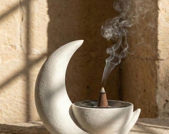 Brûleur d'encens en croissant de lune, décoration islamique faite main, décoration du ramadan, Mabkhara, cadeaux de l'Aïd