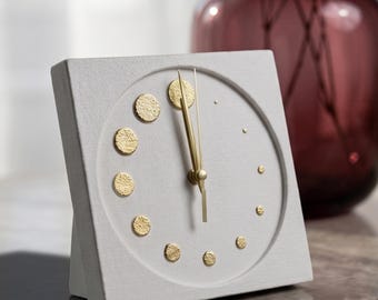 Stone Desk Clock Minimalist Shelf Clock Home Office Table Decor