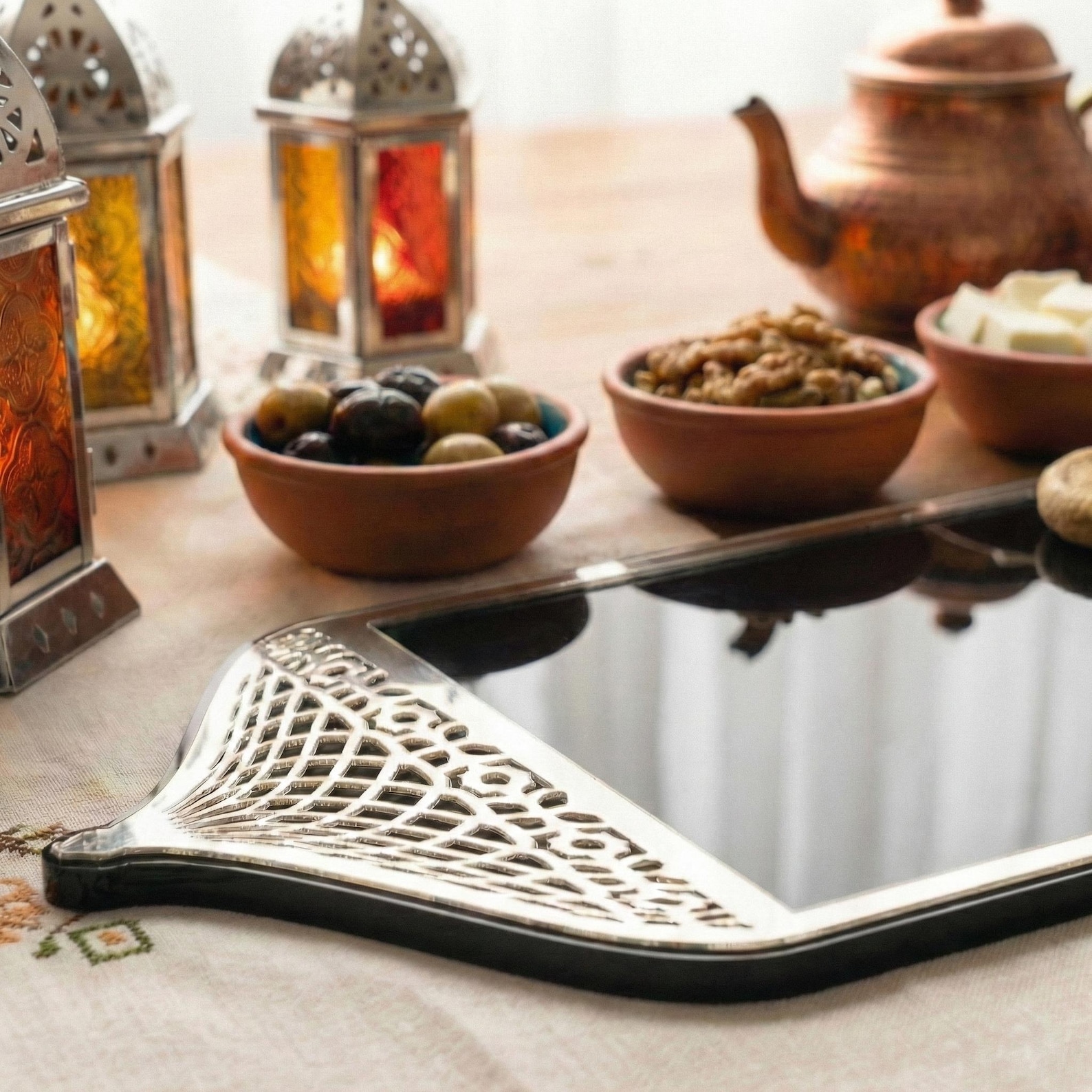 Ramadan Serving Tray Islamic Decorative Tray Mosque Dome Handles Date ...