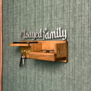 Family Key Holder for Wall Solid Walnut Key Rack Entryway Mail and Key ...