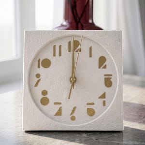 Latin Numbers Stone Desk Clock Minimalist Shelf Clock Home Office Table Decor