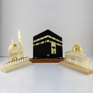Masjid Al Aqsa, Kaaba Masjid Al-Haram & Masjid An-Nabawi Islamic Metal Tabletop Islamic Wall Art |  Kaaba Decor Ramadan Decoration