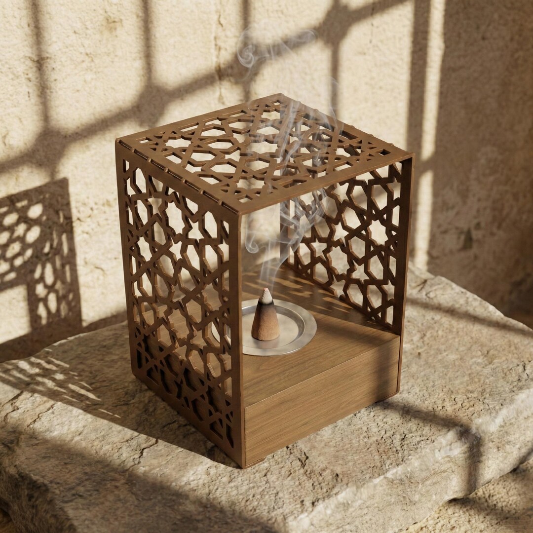 Islamic Incense Burner Handmade Mabkhara Wooden Base Ramadan Decoration ...