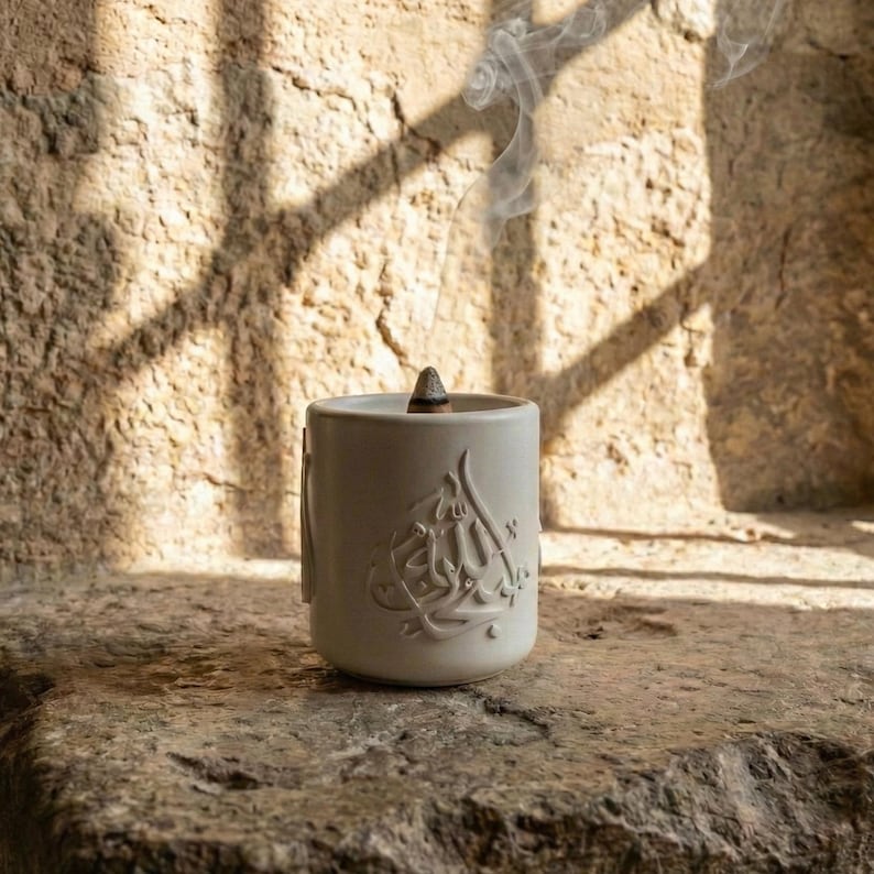 Brûleur d'encens en pierre islamique Subhanallah Alhamdulillah Allahu Akbar fait main Mabkhara Ramadan décoration cadeaux de l'Aïd image 10