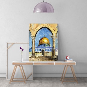 Masjid Al Aqsa Decorative Oil Painting Reproduction Canvas Print Decor, Muslim Modern Art, Islamic Modern Wall Art, Modern Islamic Toiles GS