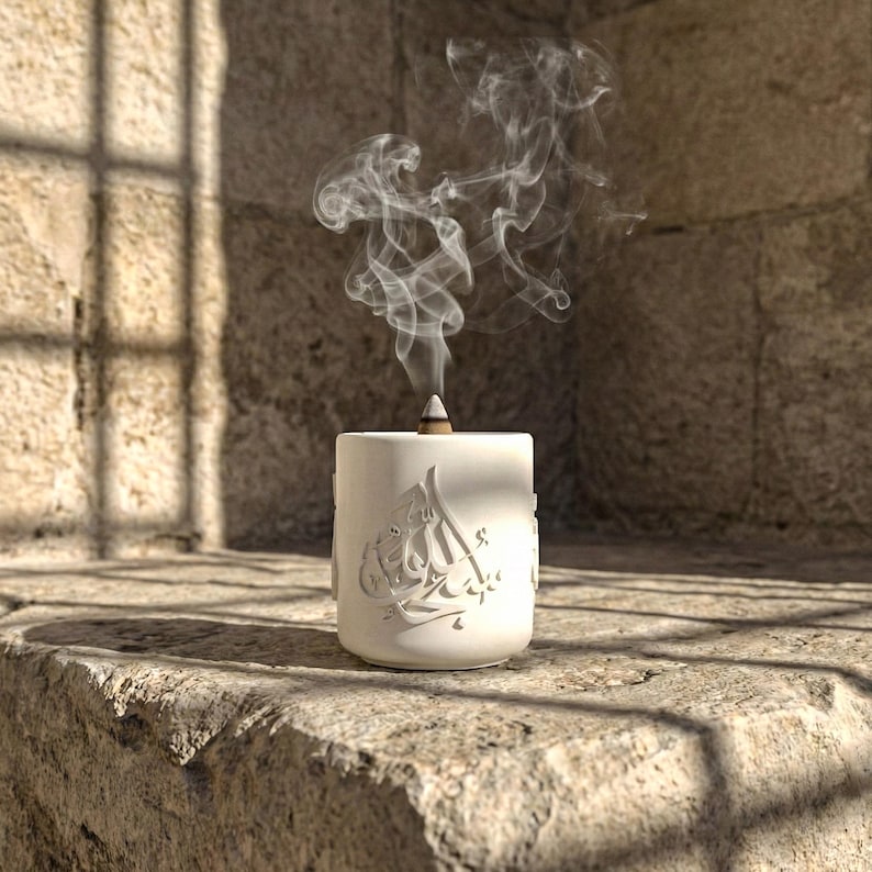 Brûleur d'encens en pierre islamique Subhanallah Alhamdulillah Allahu Akbar fait main Mabkhara Ramadan décoration cadeaux de l'Aïd image 6