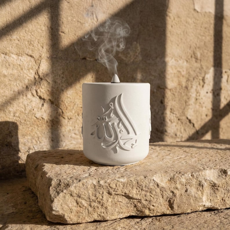 Brûleur d'encens en pierre islamique Subhanallah Alhamdulillah Allahu Akbar fait main Mabkhara Ramadan décoration cadeaux de l'Aïd image 11