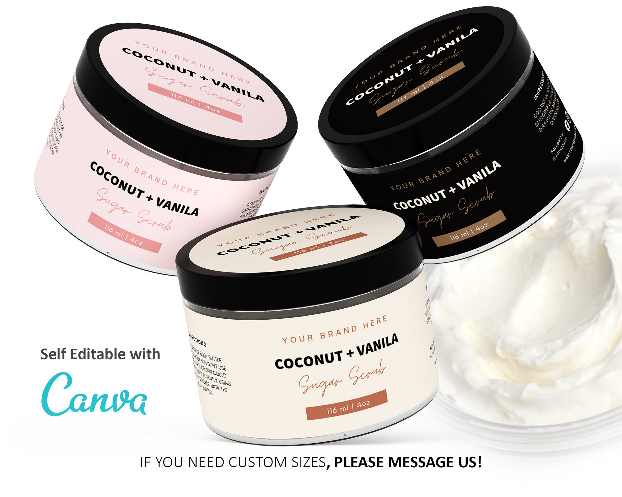 Editable Premium Body Butter Label Whipped Body Butter, Body Scrub