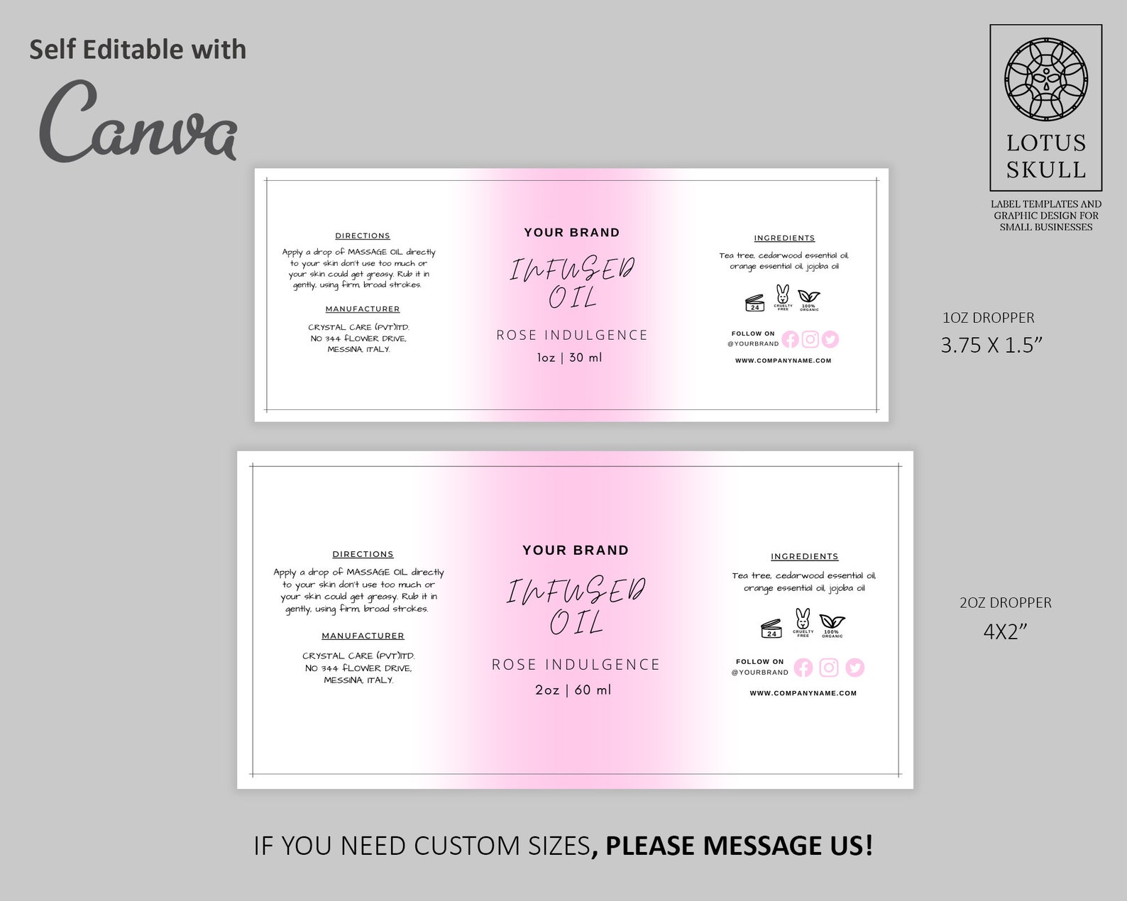 Editable Pink Cosmetic Label Templates Body Butter - Etsy