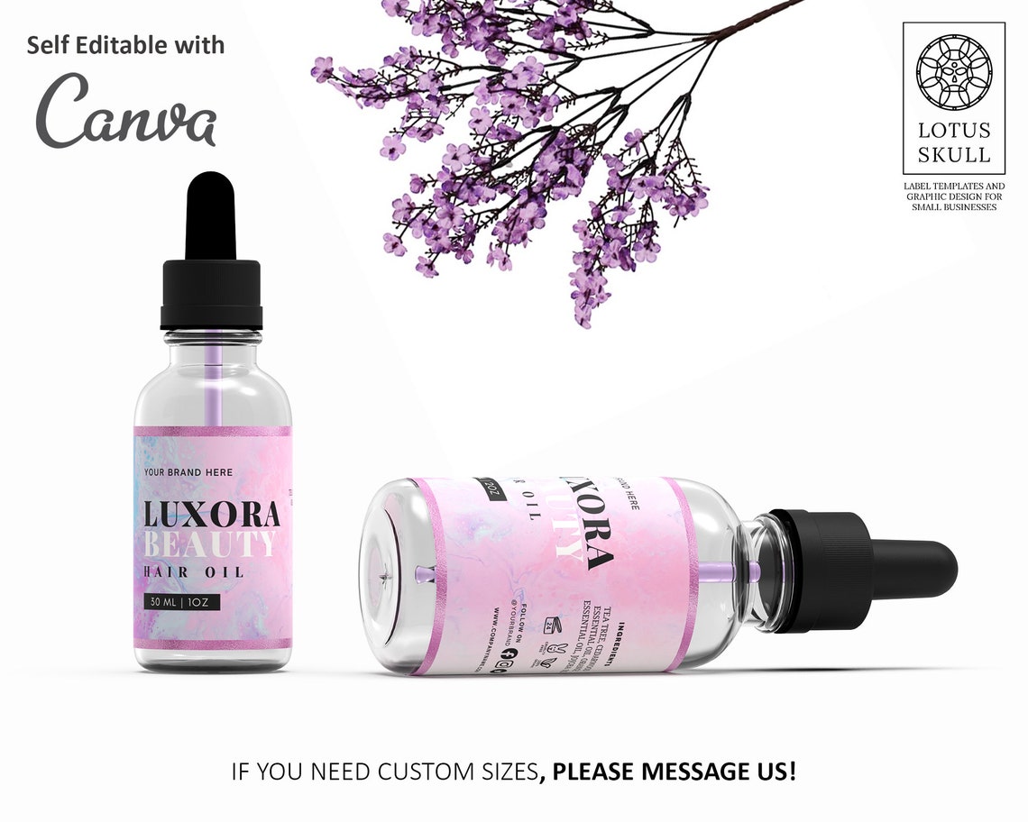 Editable Pink Purple Skincare Label Template Body | Etsy