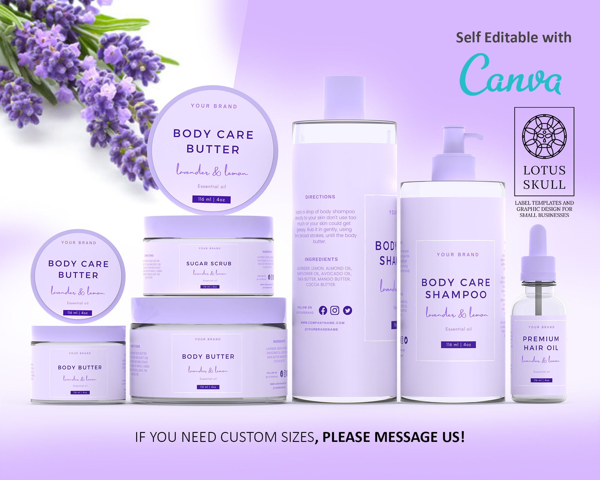 Premium Editable Lavender Cosmetic Label Templates Purple | Etsy