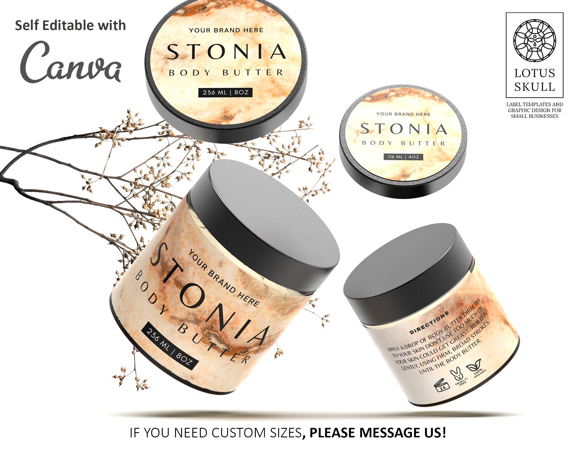 Editable Natural Stone Luxury Cosmetic Product Label Pack for - Etsy