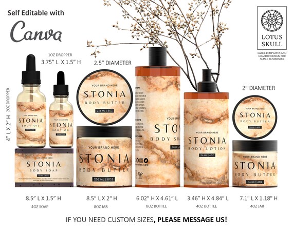 Editable Natural Stone Luxury Cosmetic Product Label Pack for - Etsy