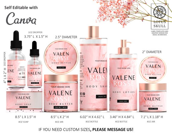 Editable Rose Gold Pink Cosmetic Label Template Body - Etsy
