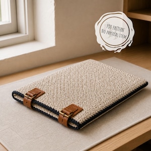 Crochet Laptop Sleeve Pattern, Laptop Case & Tablet Sleeve, Cute Computer Cover, Digital Crochet Pattern PDF
