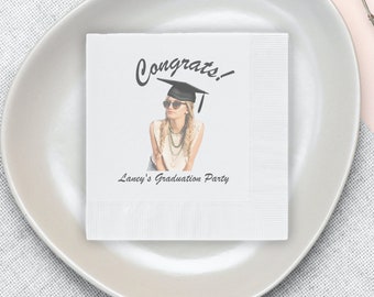 Personalized Graduation Napkins, Graduation Party, Graduation Cap, Congrats Grad, class of 2023 Lunch or Bar Napkin, Custom Graduation Decor