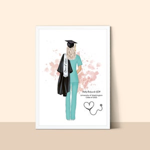 Custom Doctor Graduation Portrait Gift, Nurse Grad Personalised Print, Congratulations, Daughter Grad, granddaughter, Digital Paper Canvas