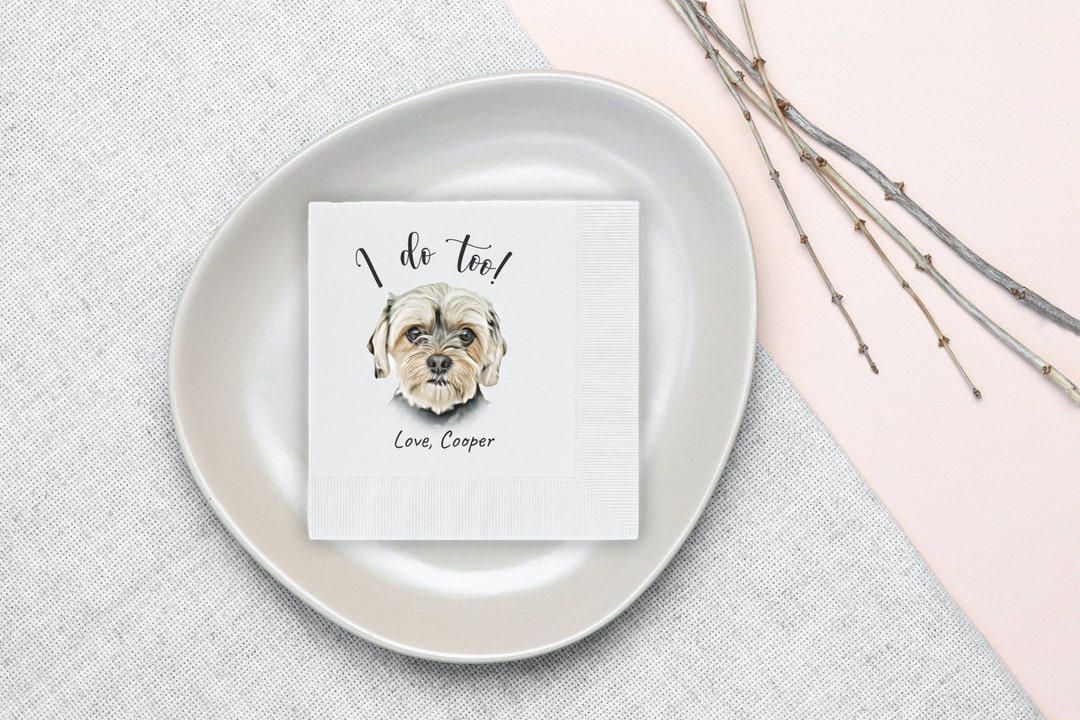 Personalized Napkins Custom Pet Cocktail Napkins, Dog Wedding Paper