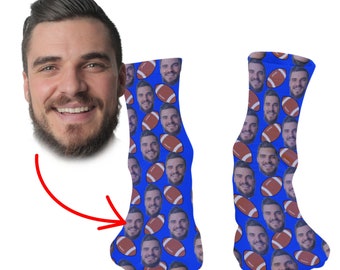 Custom Football Face Socks, Photo Socks, Personalized Funny Photo Socks, Gift for Football player Birthday Anniversary Boyfriend Husband