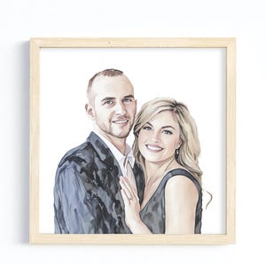 Custom Hand-Drawn Watercolor Couples Portrait, Gift for Her, Couple Proposal Drawing, Boyfriend Girlfriend Anniversary Gift, Valentines Day