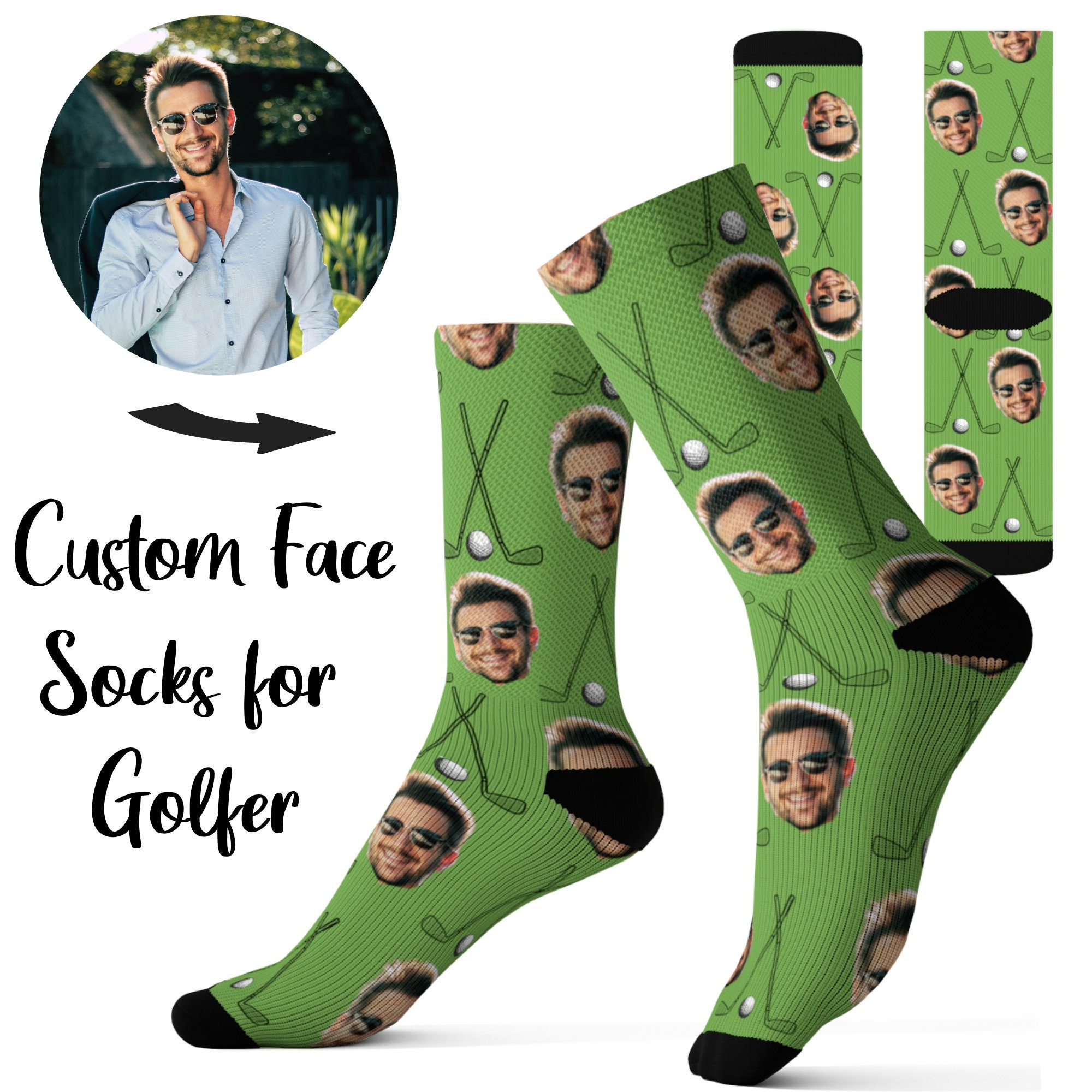 Custom Face Socks Gift for Golf Player Golfer Socks Face on Etsy