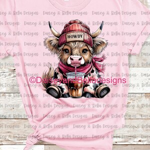 T-shirt med märke "Highland Cow Coffee" och "HOWDY". FRI frakt.