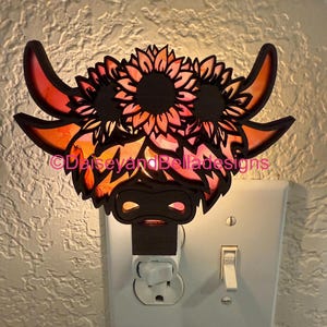Highland cow-  night light with  free shipping