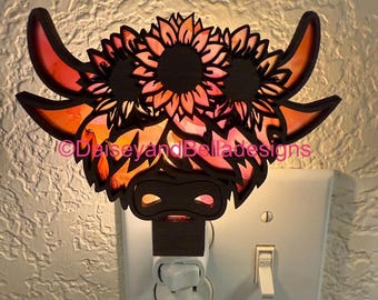 Highland cow-  night light with  free shipping