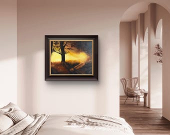 Camino forestal: pintura al óleo sobre lienzo