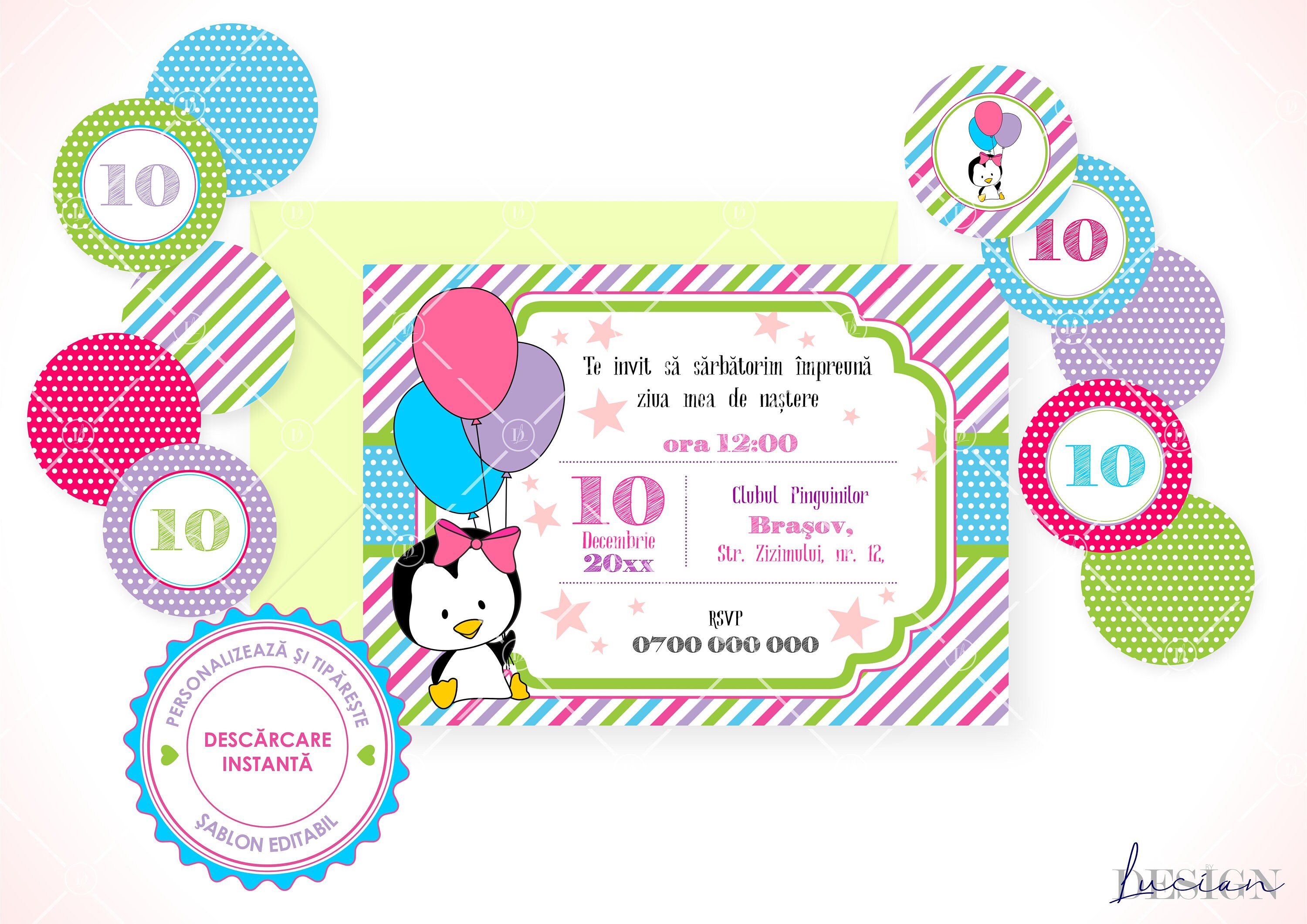 Penguin 1 Invitație Zi De Naștere Suită Editabilă Download Etsy