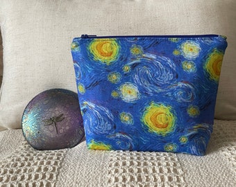 Van Gogh Starry Night make-uptasje, zakje met ritssluiting, volledig gewatteerd, wasbaar