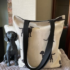 Black Labrador tote bag,shopping bag, reusable, Magnetic clasp. Labrador lovers gift
